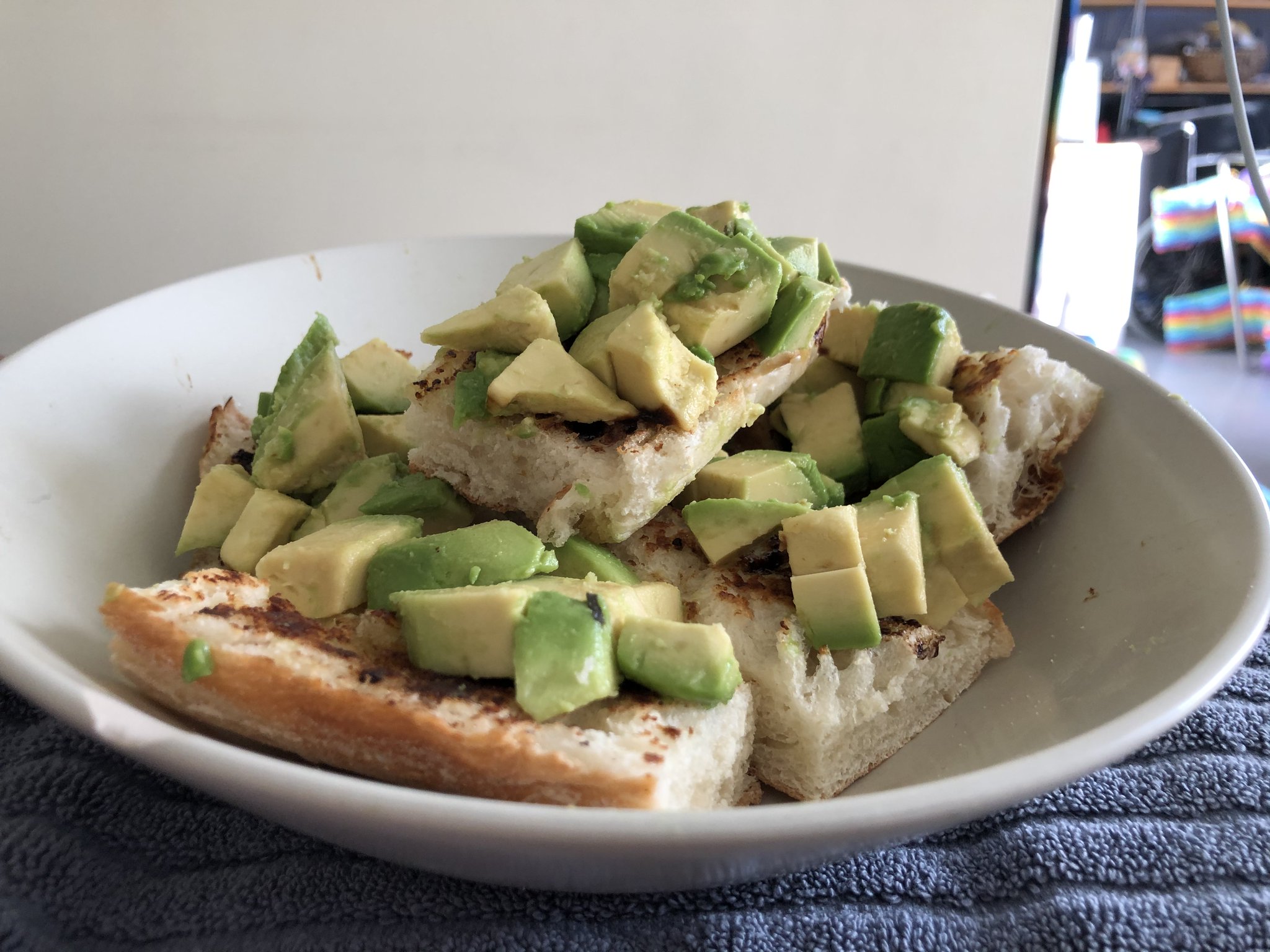 Ricky had avocado on her Vegemite sandwich for breakfast. What a great idea!