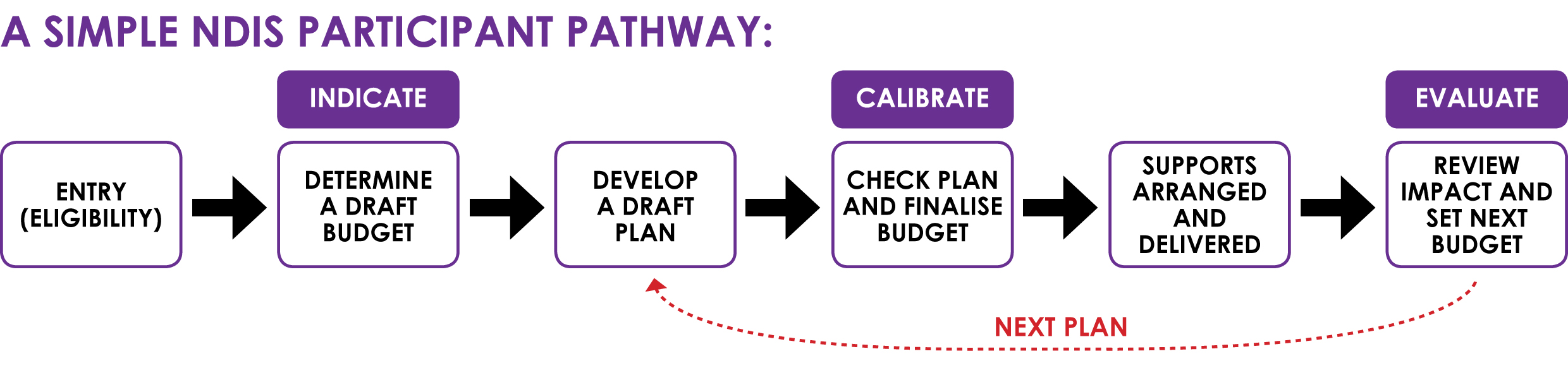 Simple NDIS participant pathway flowchart.