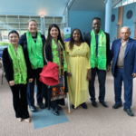 Group photo with (Left to Right) - Support worker Emily, police officer Taryn Trevelion, Jing Lee, MLC (South Australia), JFA Purple Orange Project Officer Esther Simbi, Denis Yengi and Mohan Bhattarai