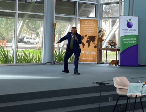 Mohan Bhattarai entertains the crowd with a solo dance. Mohan Bhattarai entertains the crowd with a solo dance.
